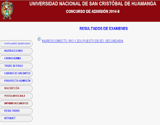 UNSCH Ingresantes Universidad Nacional de San Cristobal de Huamanga UNSCH 2014 27 de abril